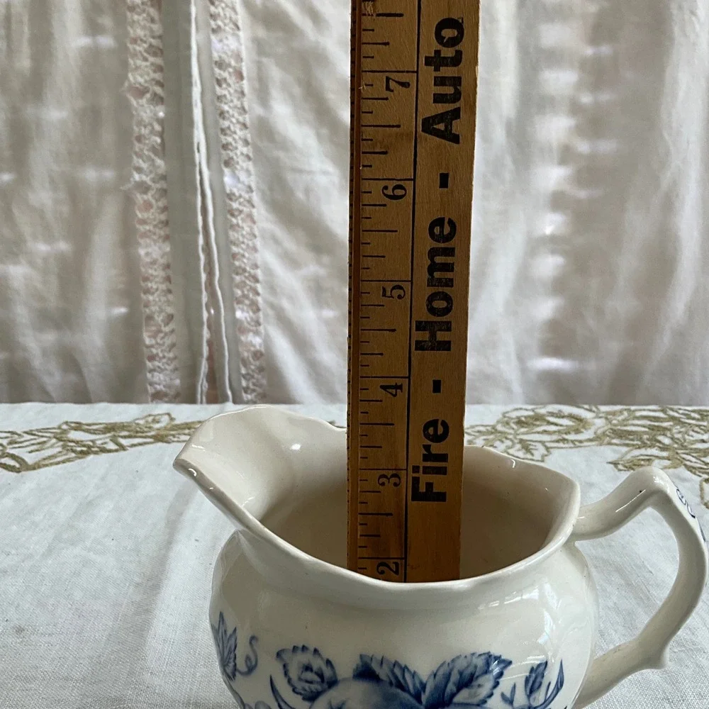 Johnson Brothers Harvest Time Blue White Creamer Pitcher Vintage Cottagecore